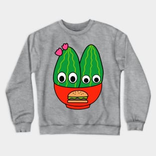 Cute Cactus Design #244: Prickly Pear Cacti In Burger Bowl Crewneck Sweatshirt